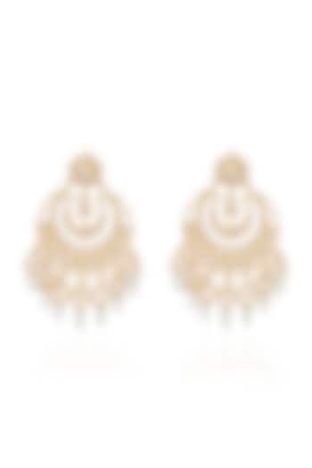 Gold Plated Green Onyx & Pearl Chandbali Earrings by Preeti Mohan at Pernia's Pop Up Shop