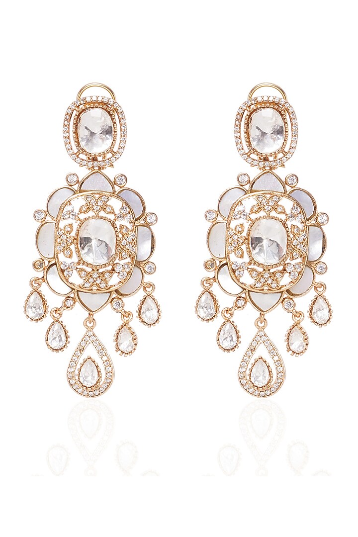 Gold Plated Dangler Earrings by Preeti Mohan at Pernia's Pop Up Shop