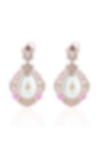 Gold Plated Red & Green Dangler Earrings by Preeti Mohan at Pernia's Pop Up Shop