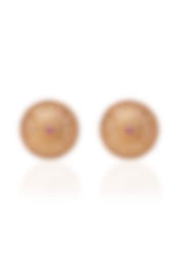 Gold Plated Red Stone Stud Earrings by Preeti Mohan at Pernia's Pop Up Shop
