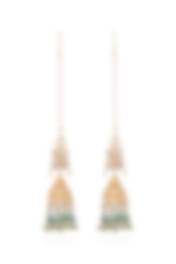 Gold Plated Green Onyx & Pearl Jhumka Earrings by Preeti Mohan at Pernia's Pop Up Shop