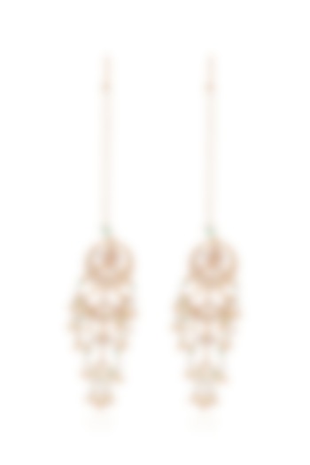 Gold Plated Green Onyx & Pearl Dangler Earrings by Preeti Mohan at Pernia's Pop Up Shop