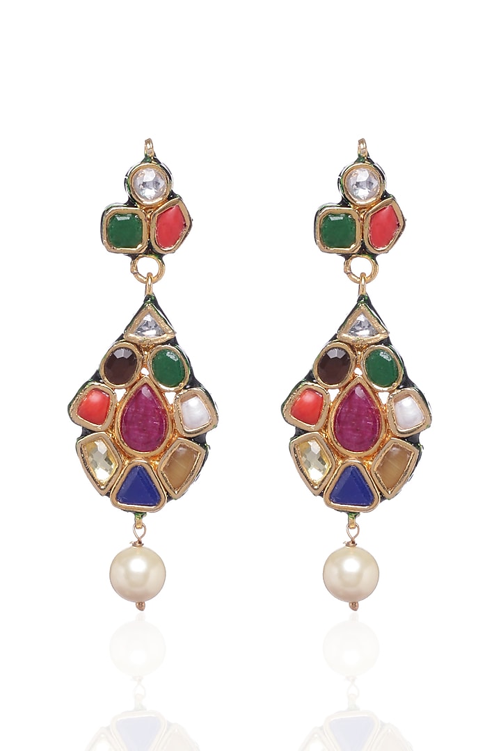 Gold Plated Pearl Dangler Earrings by Preeti Mohan at Pernia's Pop Up Shop