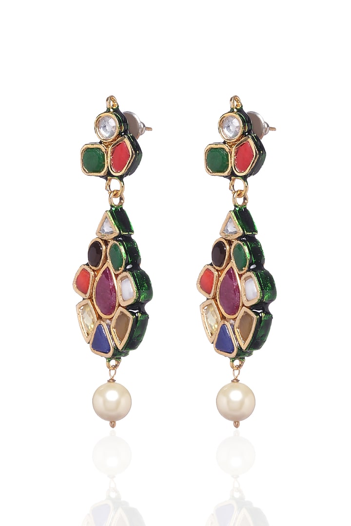 Gold Plated Pearl Dangler Earrings by Preeti Mohan at Pernia's Pop Up Shop
