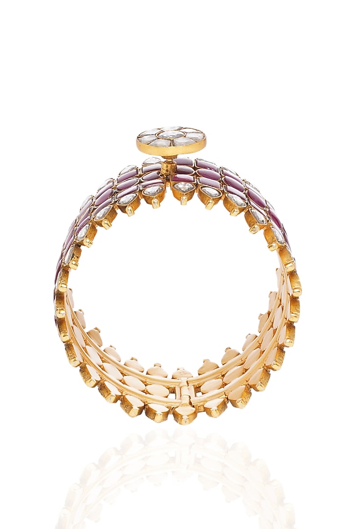Gold Plated Red Stone Bangle by Preeti Mohan at Pernia's Pop Up Shop