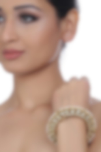 Gold Plated White Stone Bangle by Preeti Mohan at Pernia's Pop Up Shop
