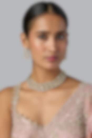 Gold Finish White Onyx Necklace Set by Preeti Mohan at Pernia's Pop Up Shop