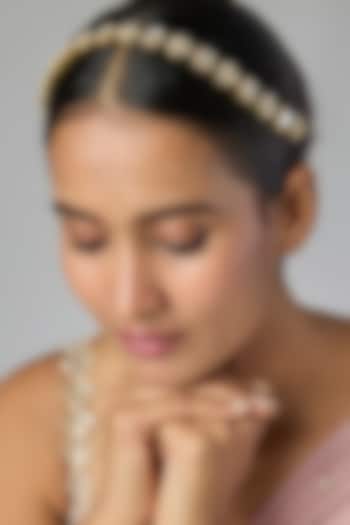Gold Finish Brass Hair Accessory by Preeti Mohan at Pernia's Pop Up Shop