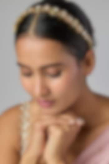 Gold Finish Brass Hair Accessory by Preeti Mohan at Pernia's Pop Up Shop