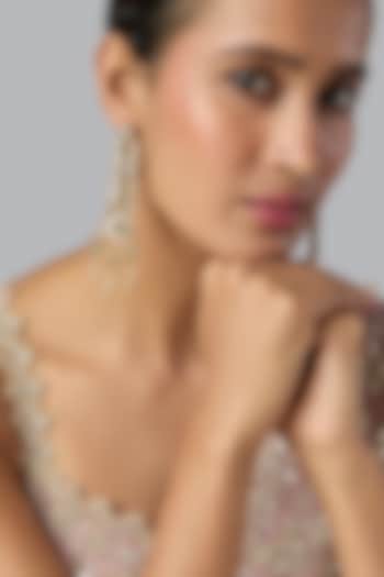 Gold Finish Brass Dangler Earrings by Preeti Mohan at Pernia's Pop Up Shop