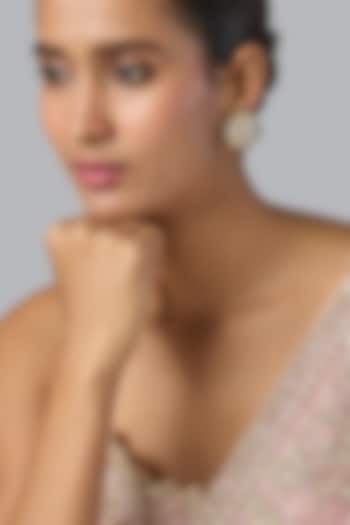 Gold Finish Kundan Polki Stud Earrings by Preeti Mohan at Pernia's Pop Up Shop