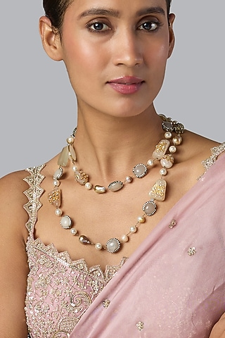 Grey Beaded Necklace by Preeti Mohan