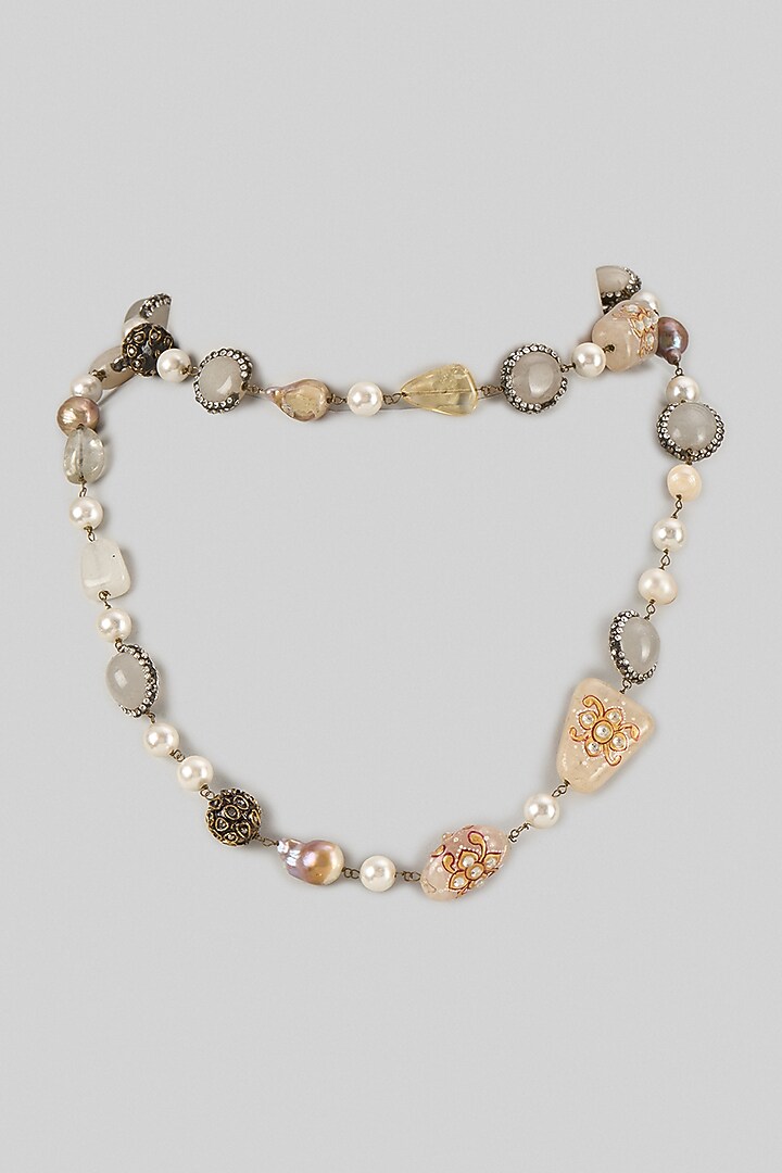 Grey Beaded Necklace by Preeti Mohan at Pernia's Pop Up Shop