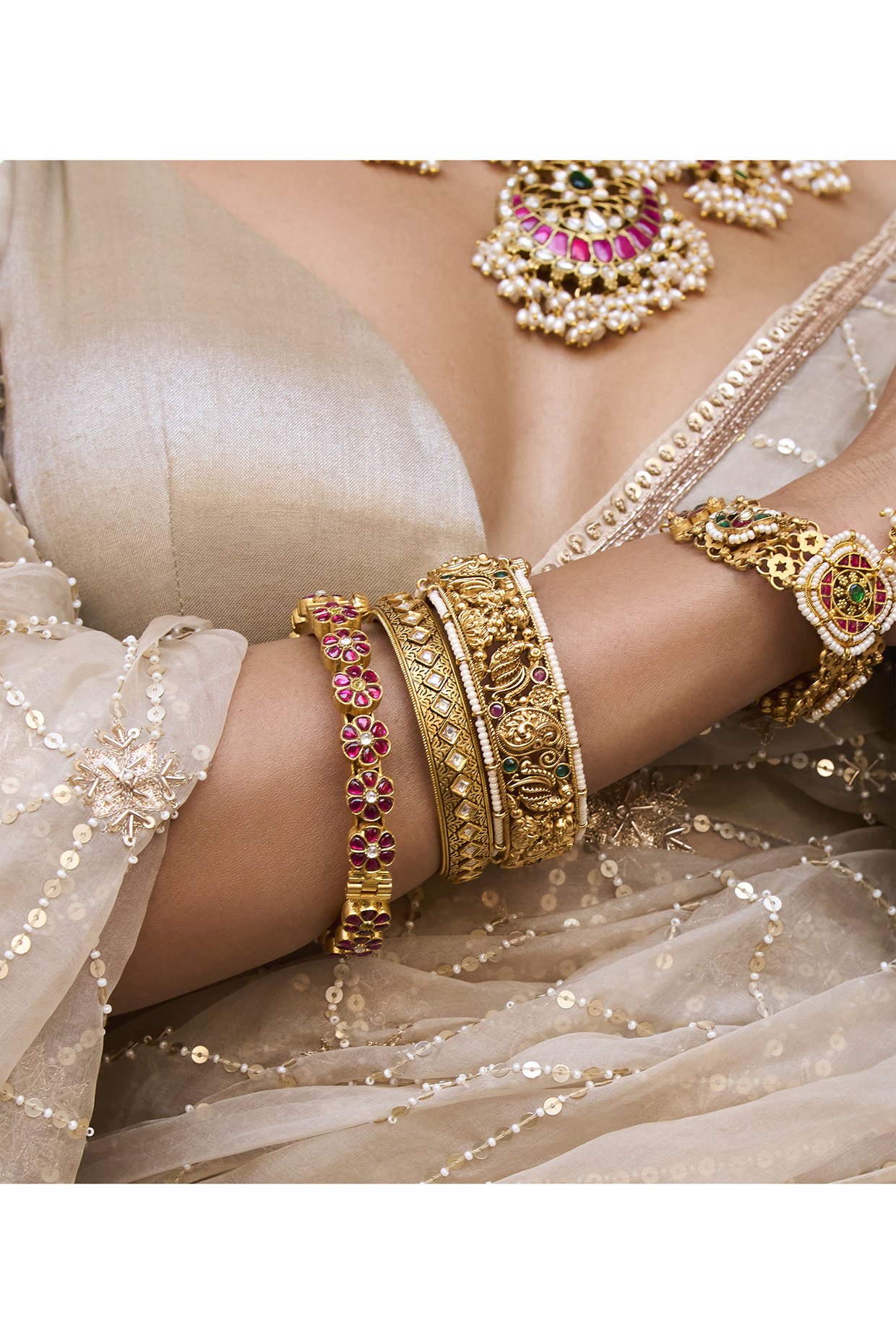 Gold Plated Bangles (Set Of 2) by Preeti Mohan at Pernia's Pop Up Shop