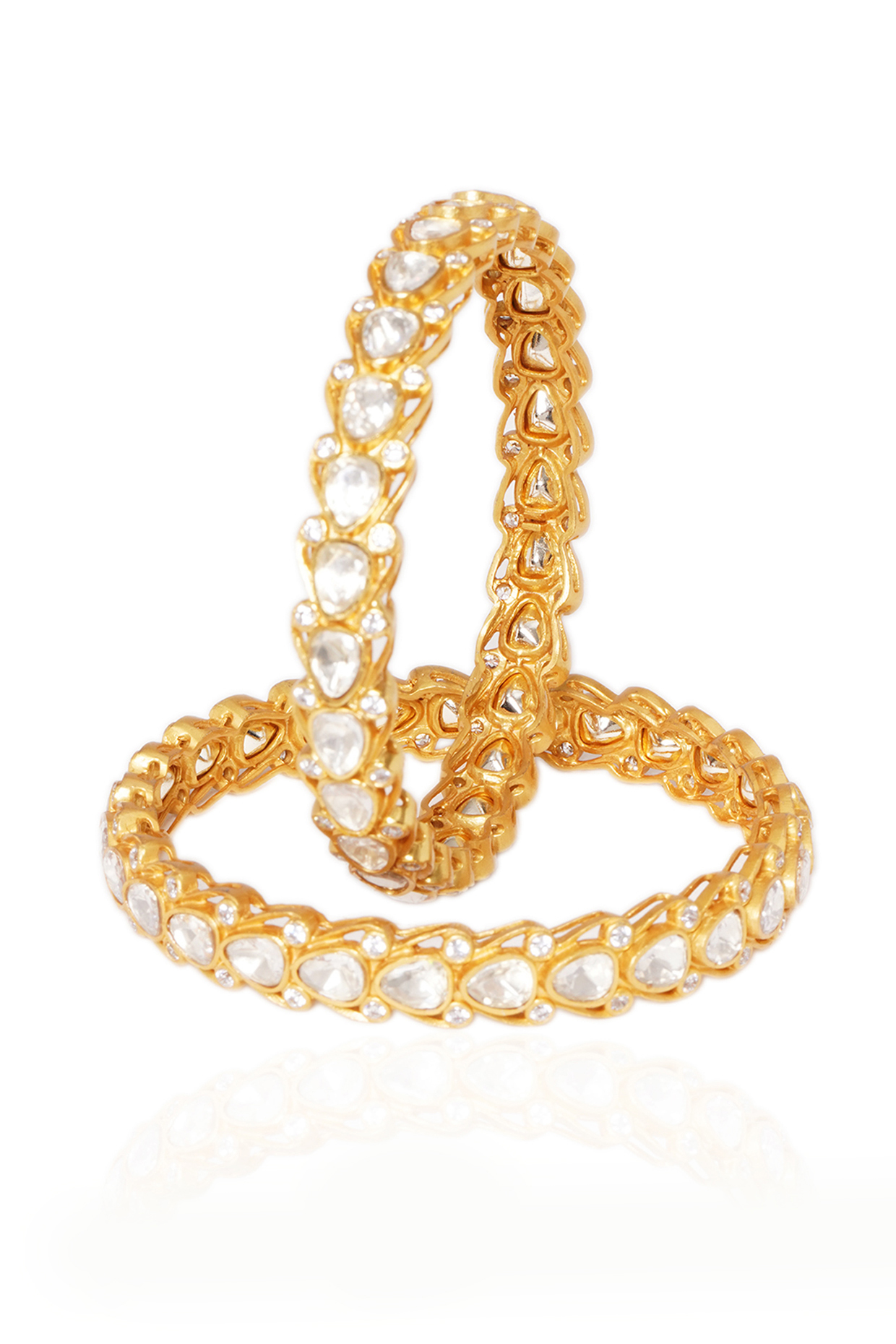 Gold Plated Bangles (Set Of 2) by Preeti Mohan at Pernia's Pop Up Shop