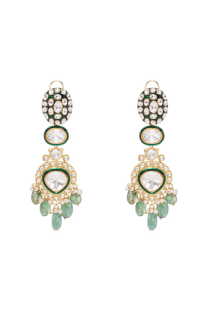 Gold Plated Green Fluorite Stone Necklace Set by Preeti Mohan at Pernia's Pop Up Shop