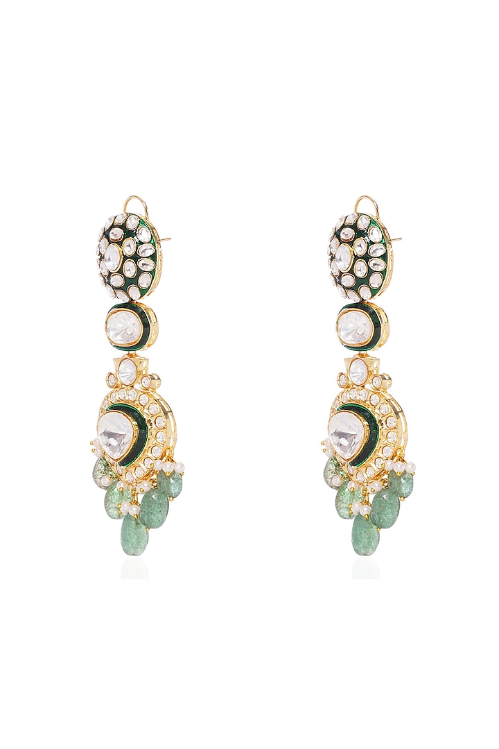 Gold Plated Green Fluorite Stone Necklace Set by Preeti Mohan at Pernia's Pop Up Shop