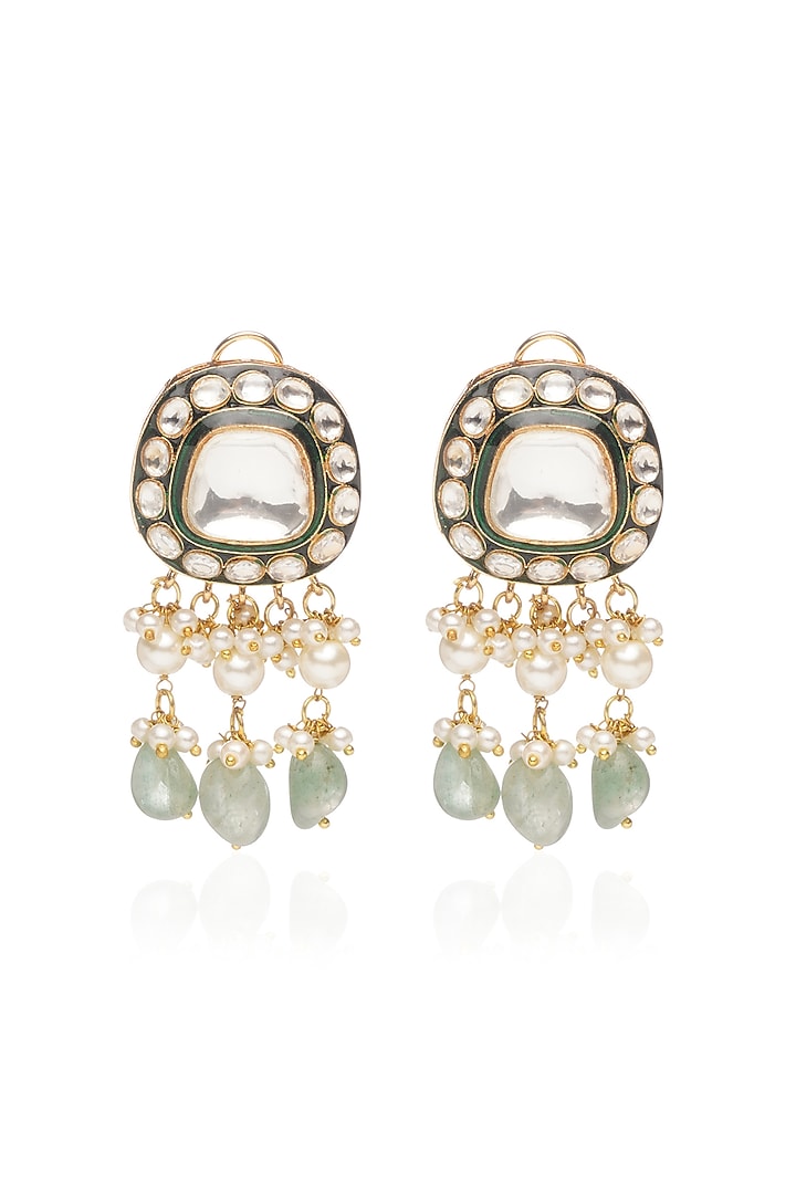 Gold Plated Green Onyx & Pearl Choker Necklace Set by Preeti Mohan at Pernia's Pop Up Shop