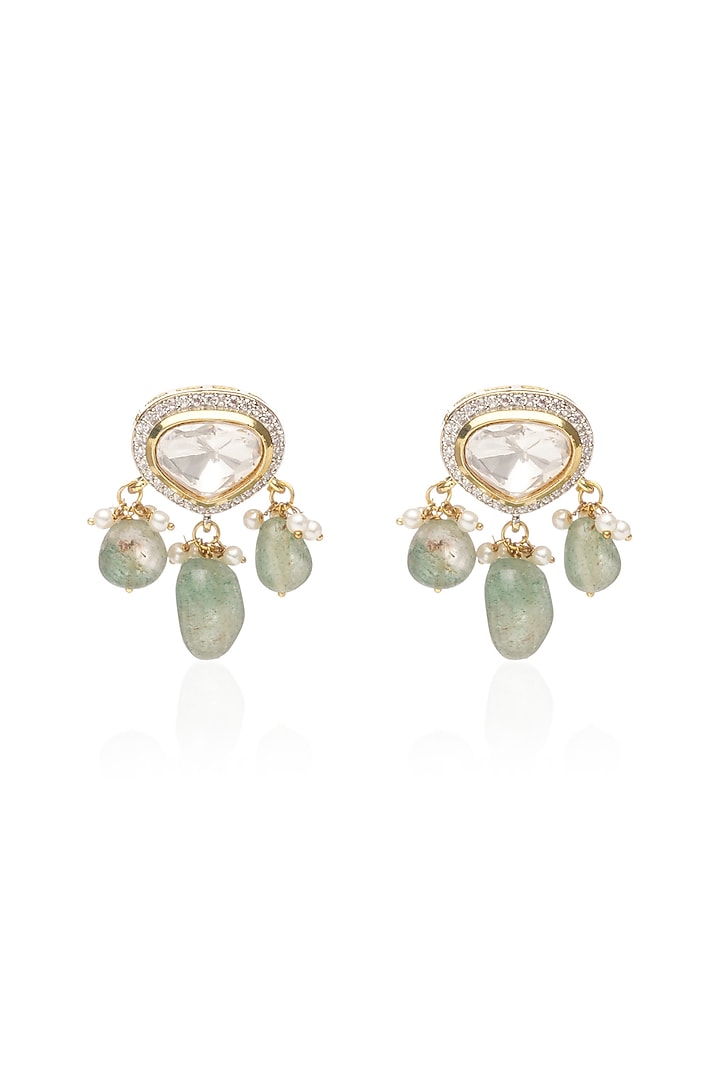 Gold Plated Green Onyx & Pearl Choker Necklace Set by Preeti Mohan at Pernia's Pop Up Shop