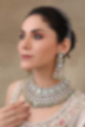 Gold Plated Green Onyx & Pearl Necklace Set by Preeti Mohan at Pernia's Pop Up Shop