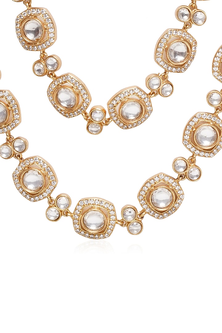 Gold Plated Rhodolite Stone Necklace Set by Preeti Mohan at Pernia's Pop Up Shop