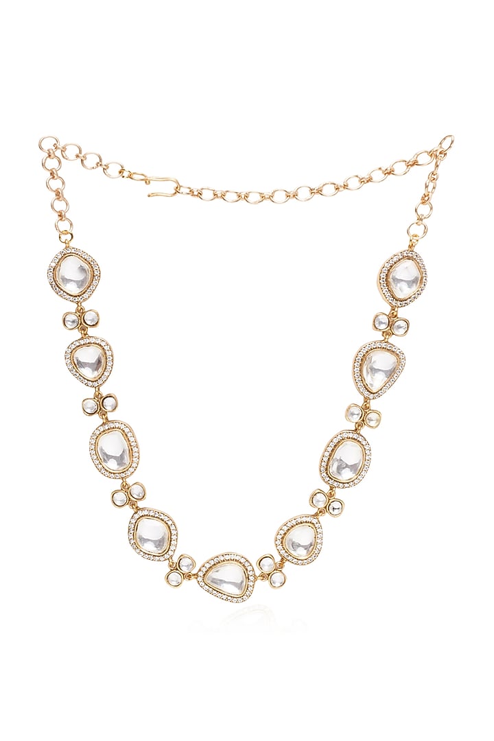 Gold Plated Rhodolite Stone Necklace Set by Preeti Mohan at Pernia's Pop Up Shop