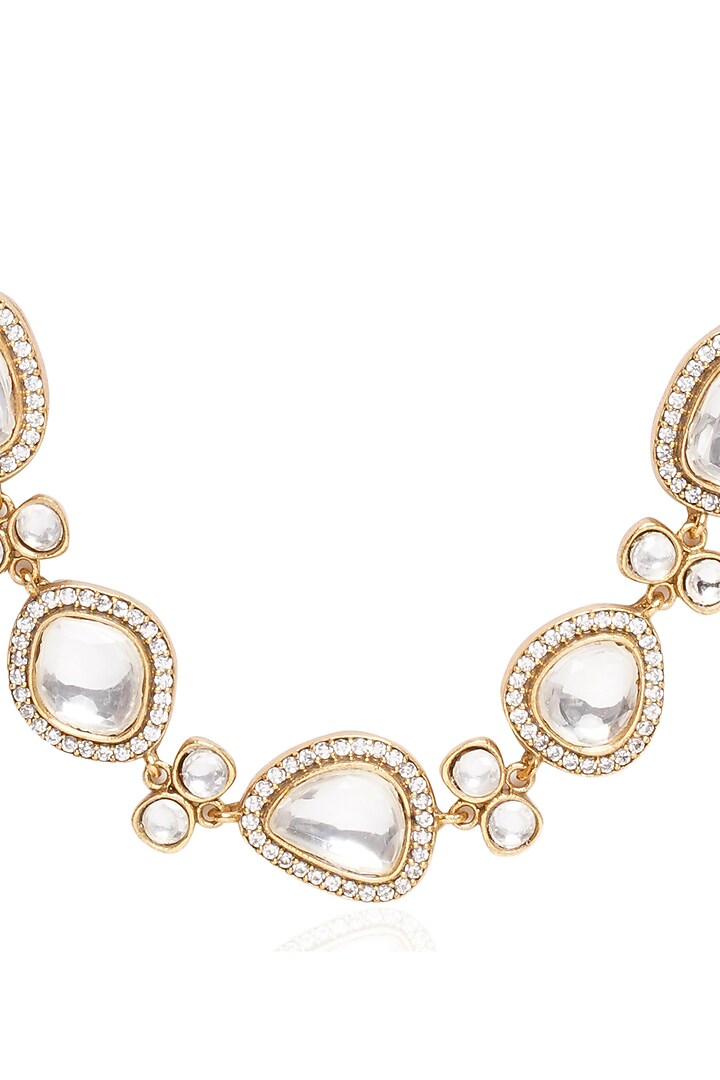 Gold Plated Rhodolite Stone Necklace Set by Preeti Mohan at Pernia's Pop Up Shop