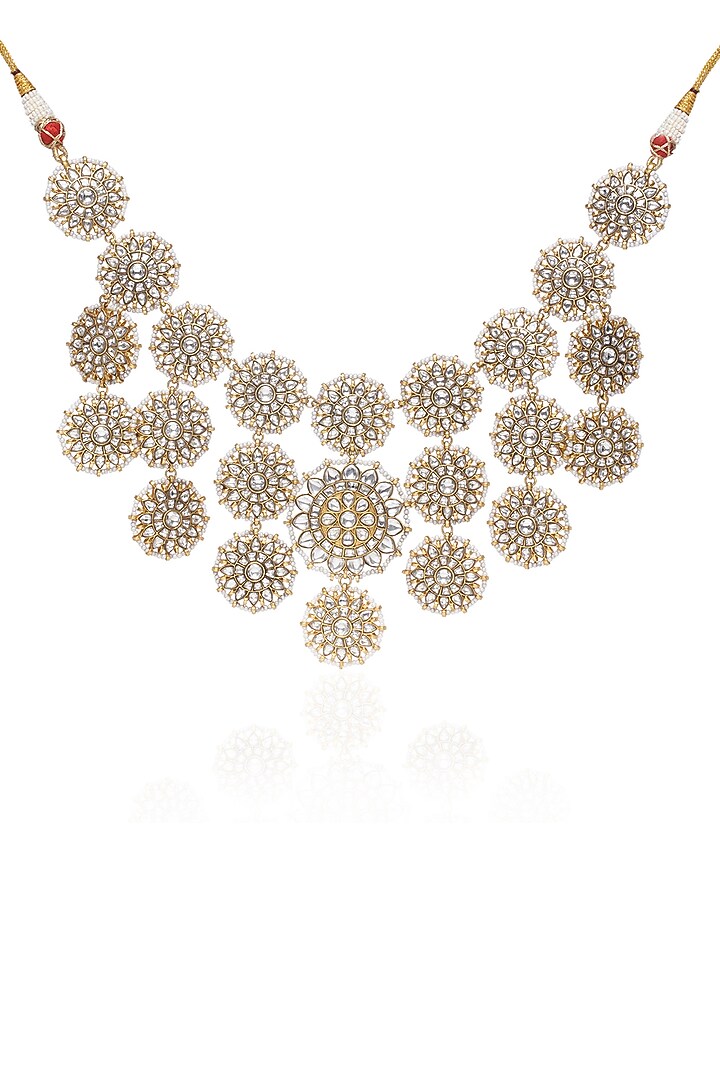 Gold Plated Rhodolite Stone Necklace Set by Preeti Mohan at Pernia's Pop Up Shop