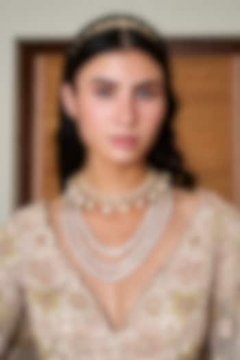 Gold Plated White Onyx Necklace Set by Preeti Mohan at Pernia's Pop Up Shop