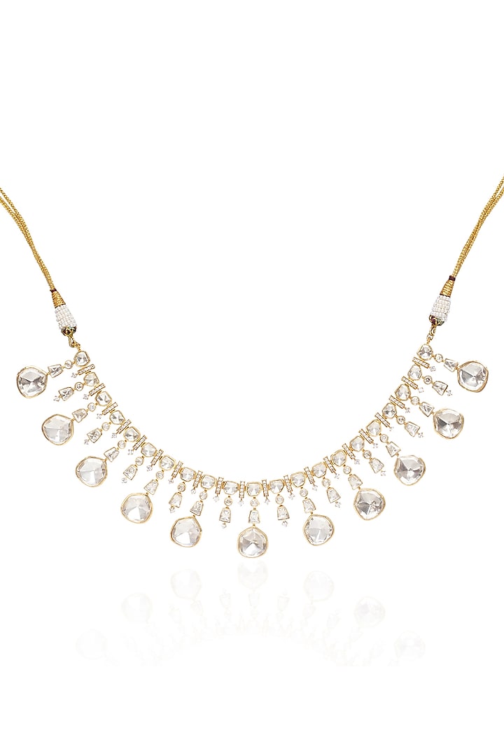 Gold Plated White Onyx Necklace Set by Preeti Mohan at Pernia's Pop Up Shop