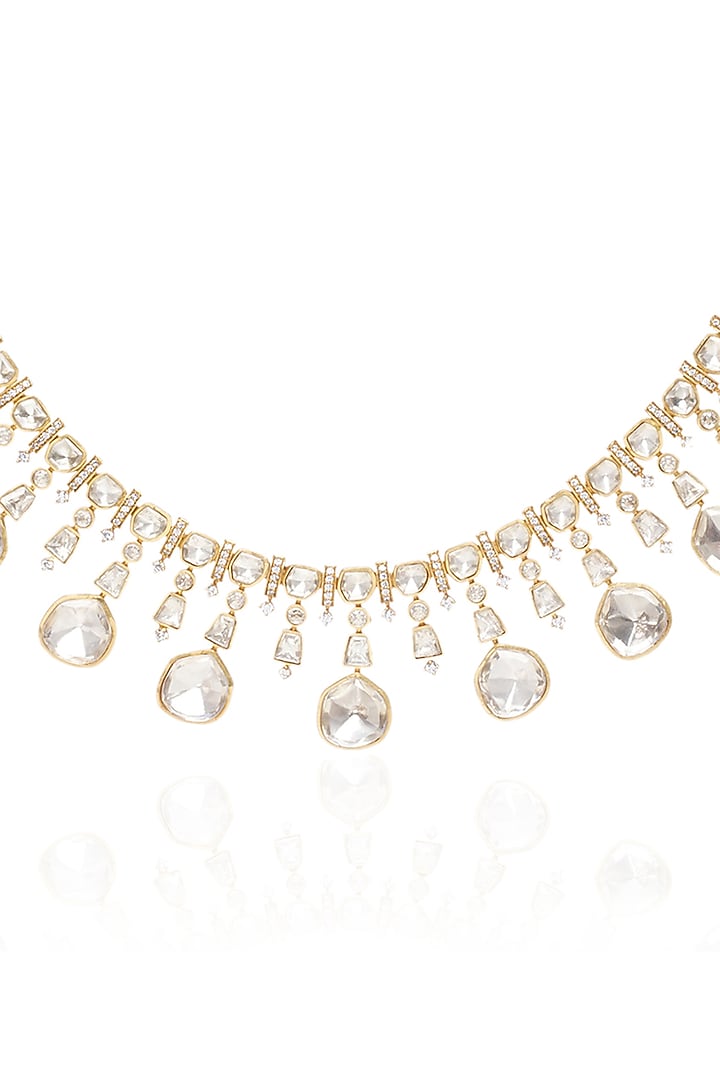 Gold Plated White Onyx Necklace Set by Preeti Mohan at Pernia's Pop Up Shop