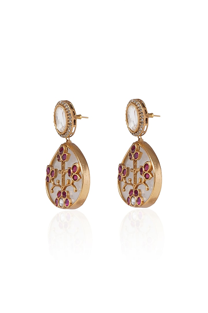 Gold Plated Red Onyx Long Necklace Set by Preeti Mohan at Pernia's Pop Up Shop