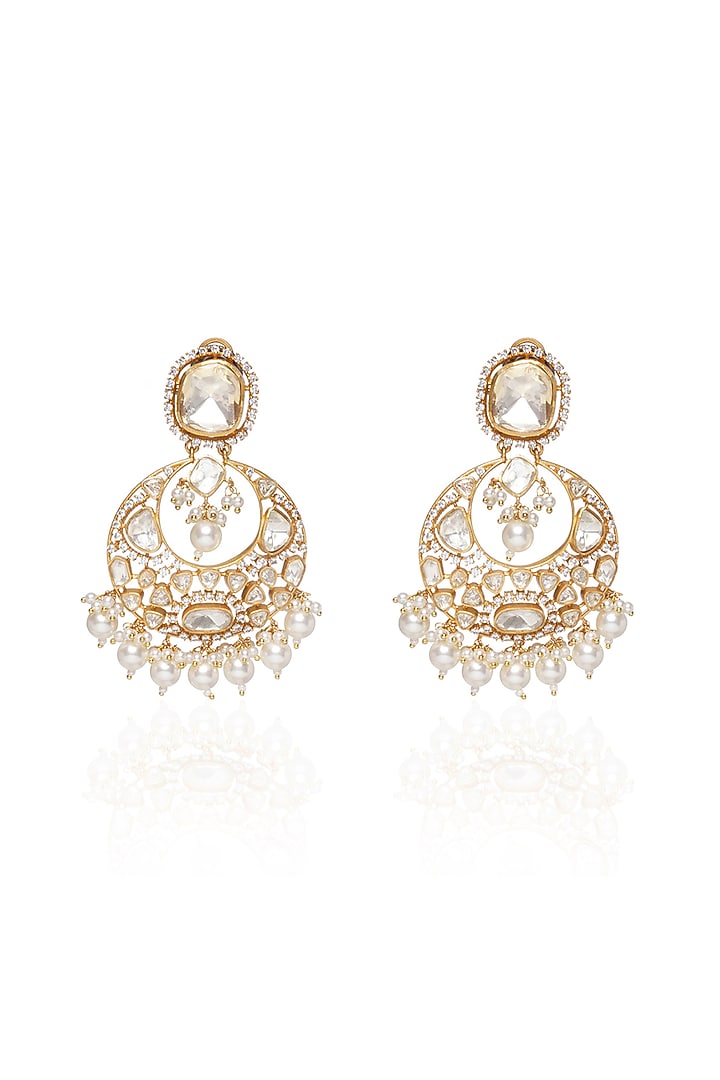 Gold Plated White Pearl Necklace Set by Preeti Mohan at Pernia's Pop Up Shop