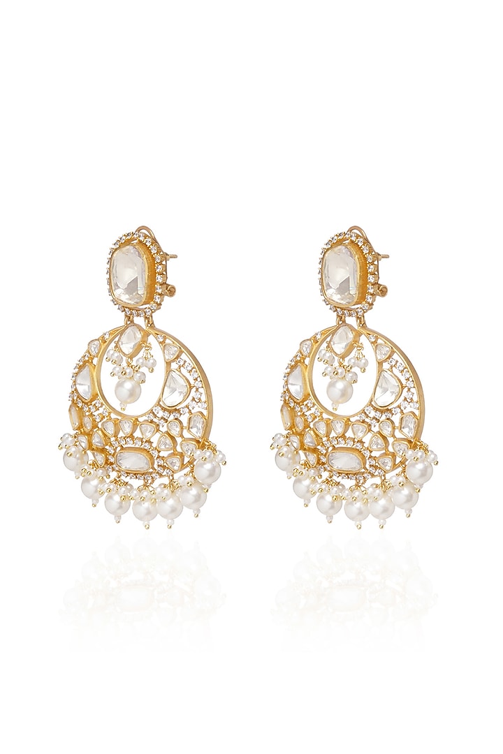Gold Plated White Pearl Necklace Set by Preeti Mohan at Pernia's Pop Up Shop