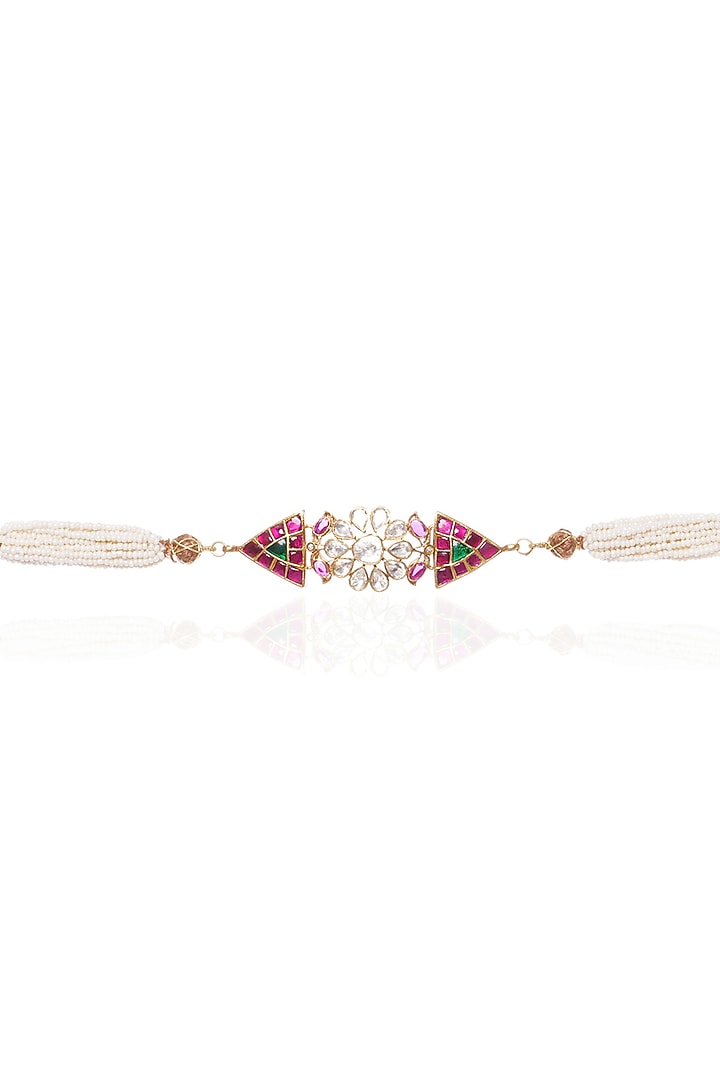 Gold Plated Red & Green Onyx Necklace by Preeti Mohan at Pernia's Pop Up Shop