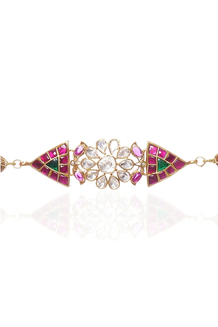 Gold Plated Red & Green Onyx Necklace by Preeti Mohan at Pernia's Pop Up Shop