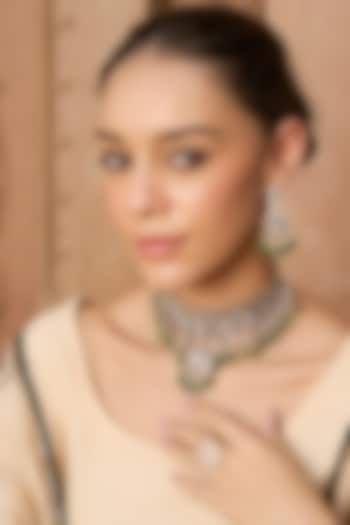 Gold Plated Green Onyx & Pearl Necklace Set by Preeti Mohan at Pernia's Pop Up Shop