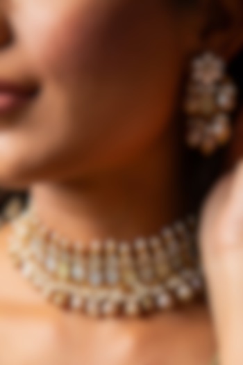 Gold Plated Pearl Choker Necklace Set by Preeti Mohan at Pernia's Pop Up Shop
