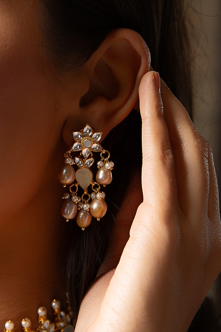 Gold Plated Pearl Choker Necklace Set by Preeti Mohan at Pernia's Pop Up Shop