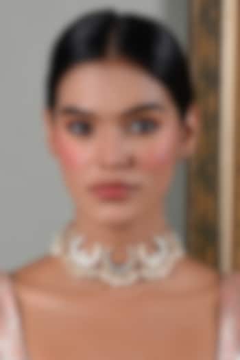 Gold Plated Green Onyx & Pearl Choker Necklace Set by Preeti Mohan at Pernia's Pop Up Shop