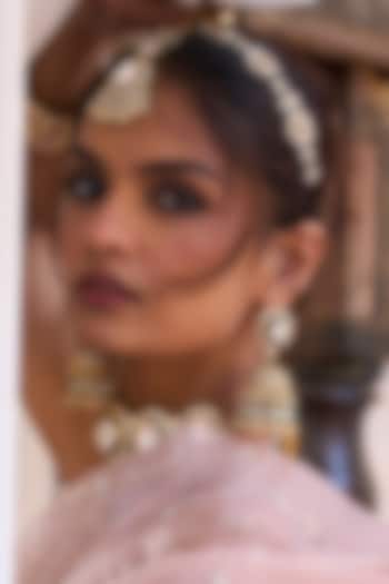 Gold Plated Green Onyx & Pearl Jhumka Earrings by Preeti Mohan at Pernia's Pop Up Shop