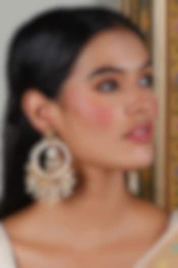 Gold Plated White Pearl Chandbali Earrings by Preeti Mohan at Pernia's Pop Up Shop