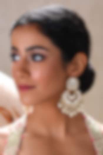 Gold Plated White Pearl Chandbali Earrings by Preeti Mohan at Pernia's Pop Up Shop