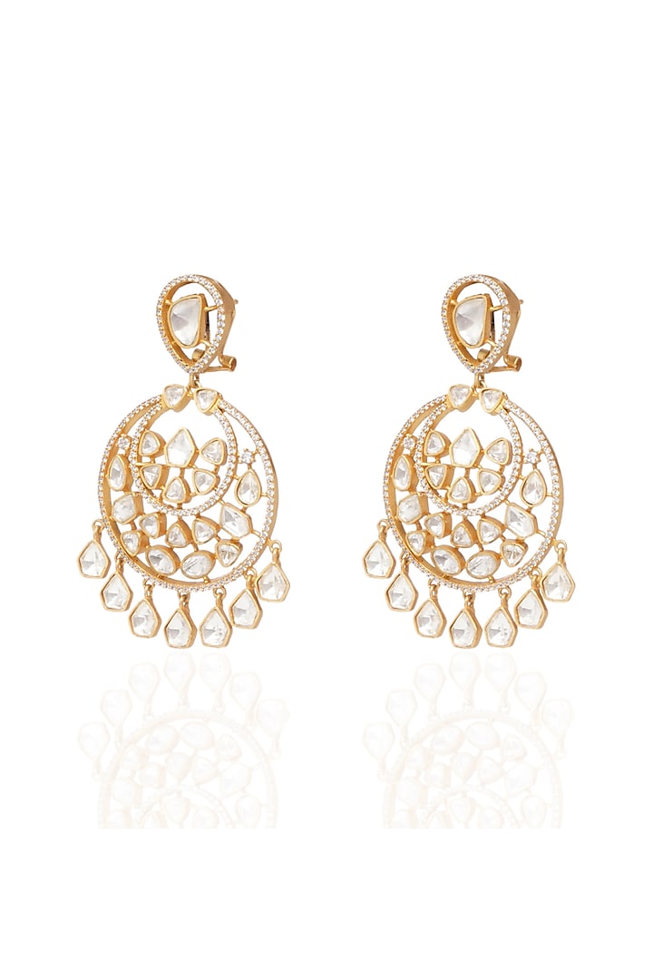 Gold Plated rhodolite Stone Chandbali Earrings by Preeti Mohan at Pernia's Pop Up Shop