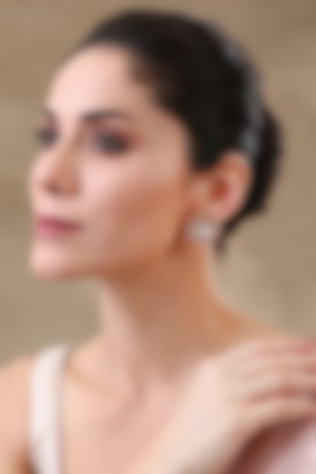 Gold Plated Zircon & Kundan Polki Stud Earrings by Preeti Mohan at Pernia's Pop Up Shop