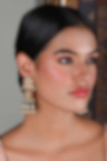 Gold Plated Green Onyx & Pearl Jhumka Earrings by Preeti Mohan at Pernia's Pop Up Shop