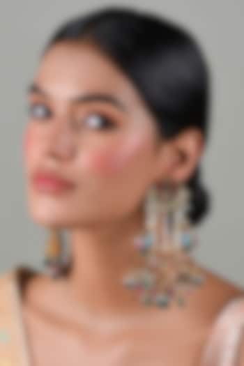Gold Plated Green Onyx & Pink Pearl Dangler Earrings by Preeti Mohan at Pernia's Pop Up Shop