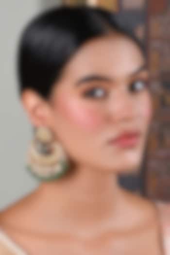 Gold Plated Green Onyx & Pearl Chandbali Earrings by Preeti Mohan at Pernia's Pop Up Shop