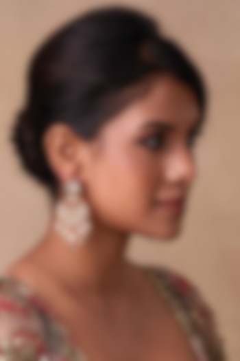 Gold Plated Pearl Chandbali Earrings by Preeti Mohan at Pernia's Pop Up Shop