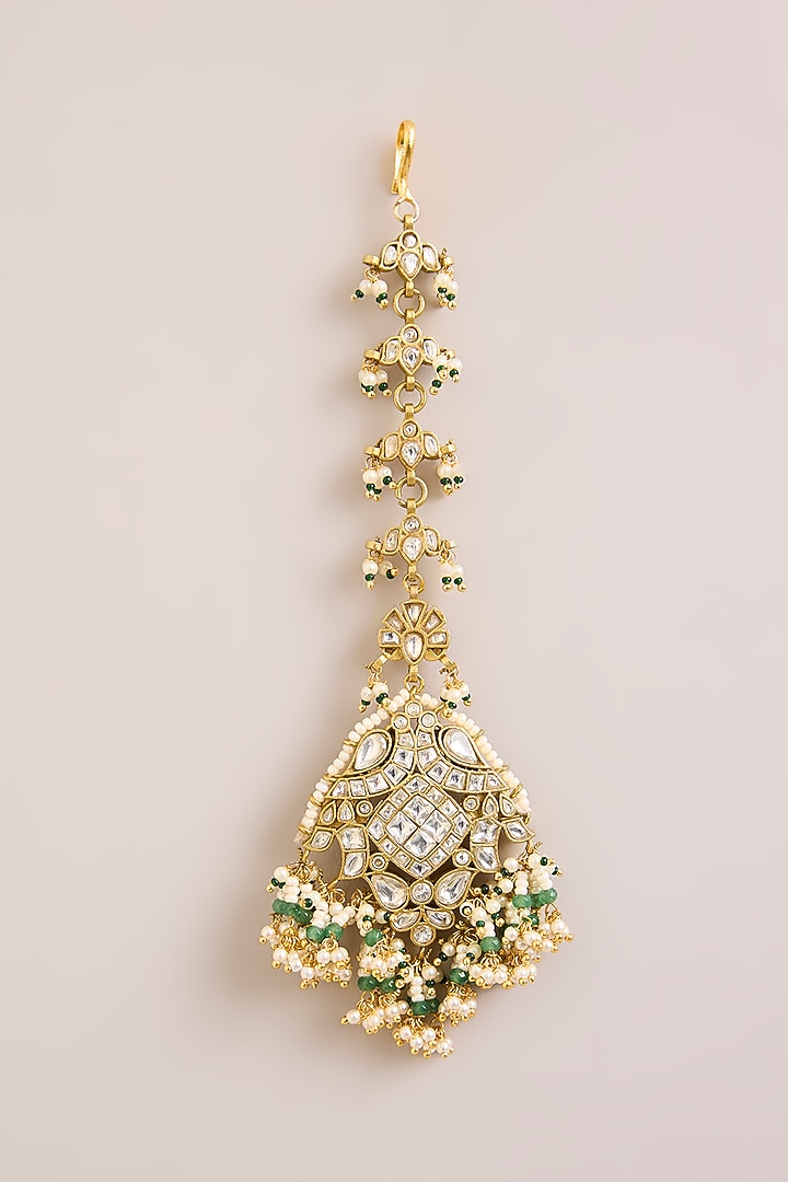 Gold Finish Kundan Polki Maangtikka by Preeti Mohan at Pernia's Pop Up Shop
